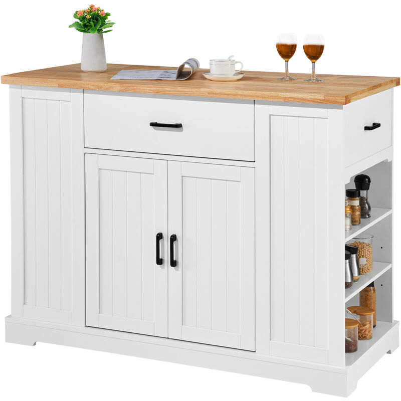 foto del prodotto carrello da cucina, tavolo da colazione in legno da 46 con mobiletto portaoggetti, tavolo da cucina stile fattoria con ripiano regolabile, cassetto,