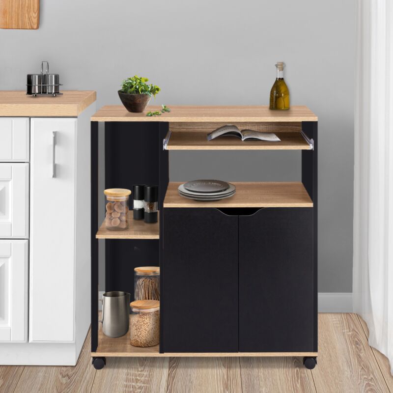 foto del prodotto carrello da cucina vassoi in legno nero e faggio l.76 cm cosi