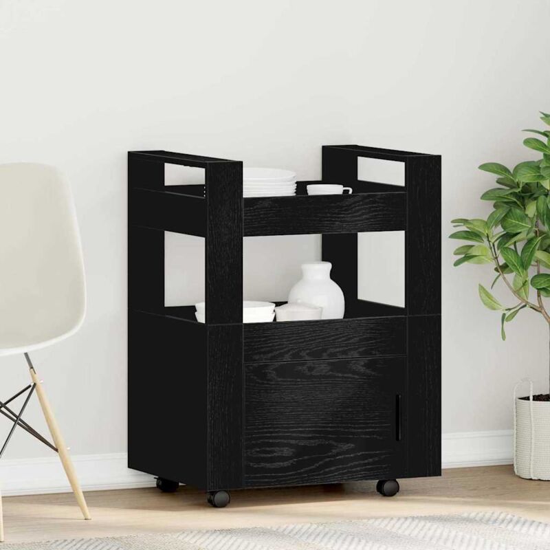 foto del prodotto carrello da cucina vidaxl nero rovere 60x45x80 cm legno ingenerizzato