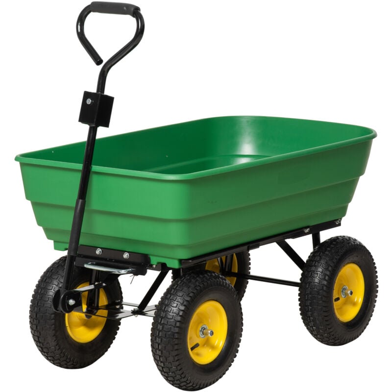 foto del prodotto carrello da giardino 125l in acciaio e pp con vasca ribaltabile outsunny