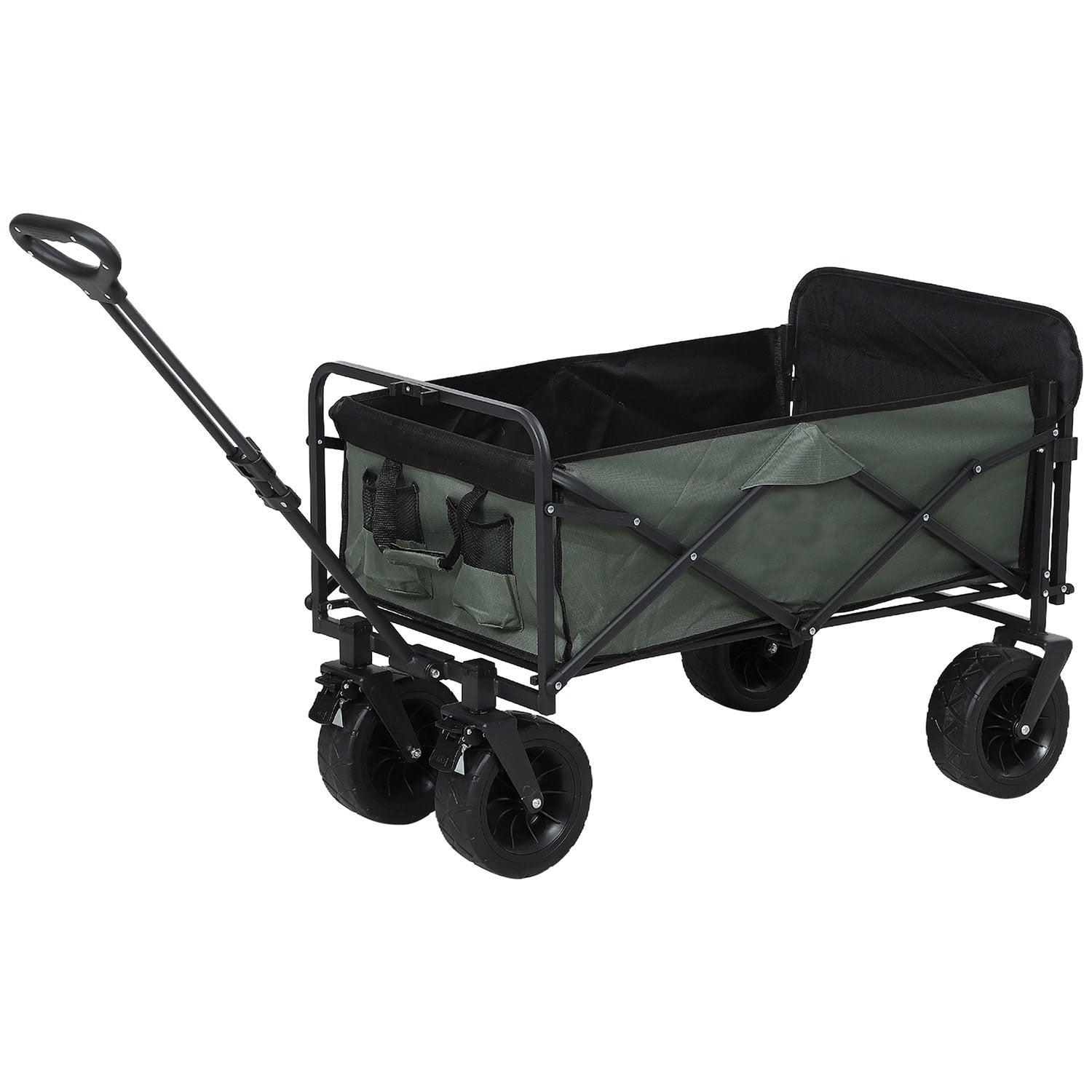 foto del prodotto carrello da giardino 125x48x78 102 cm da 95l pieghevole in acciaio e poliestere verde