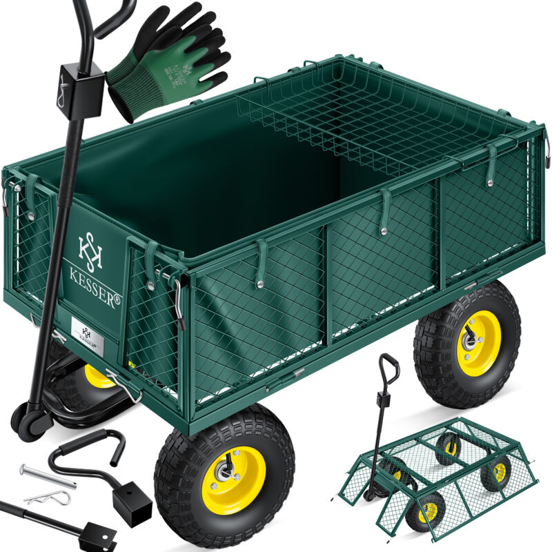 foto del prodotto carrello da giardino, carrello manuale, carrello da trasporto, carrello da giardino con capacit di carico di 700 kg, con telone rimovibile,