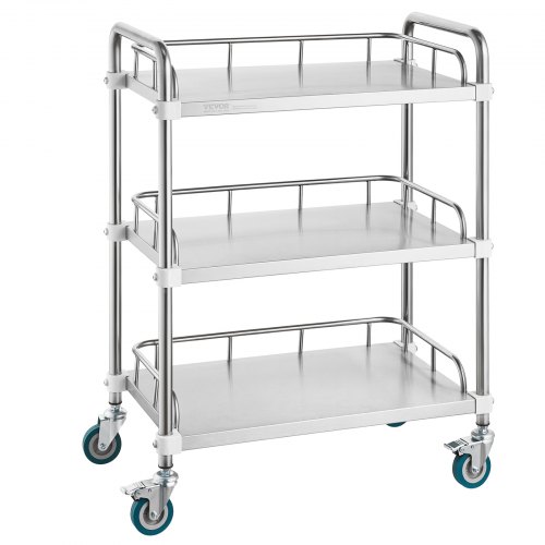 foto del prodotto carrello da laboratorio vevor carrello di servizio per laboratorio medico odontoiatrico a 3 strati in acciaio inossidabile