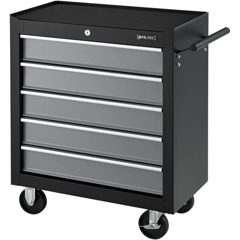 foto del prodotto carrello da officina per attrezzi con 5 cassetti 69 x 33 x 77,5 cm nero argento