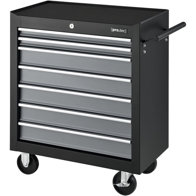 foto del prodotto carrello da officina per attrezzi con 7 cassetti 69 x 33 x 77,5 cm nero argento