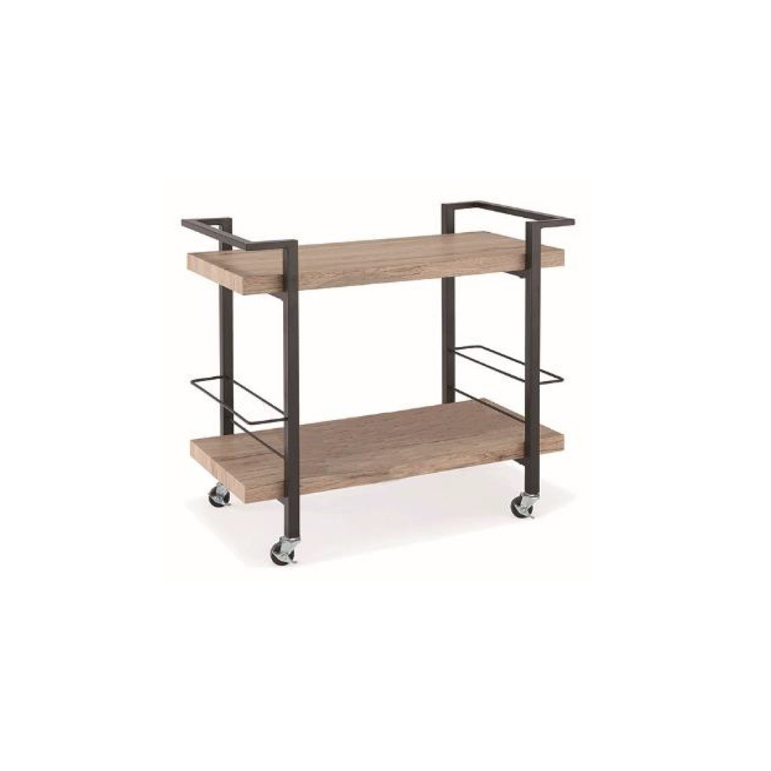 foto del prodotto carrello da servizio, mobile contenitore di design per cucina o sala da pranzo trolley. colori legno e nero.