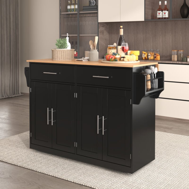 foto del prodotto carrello di servizio con piano ribaltabile, 120x46 70 x91 cm, nero, con ruote e gambe in legno intercambiabili, ideale per cucina e sala da pranzo