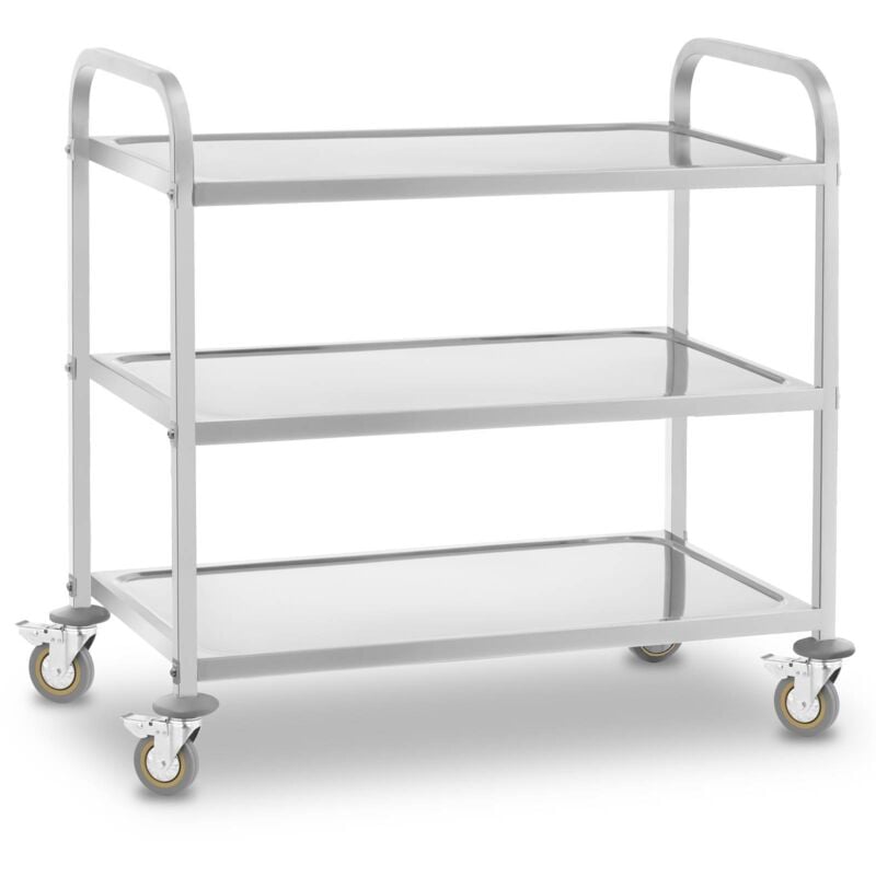 foto del prodotto carrello di servizio da cucina acciaio inox gastronomia 3 ripiani 4 ruote 480 kg