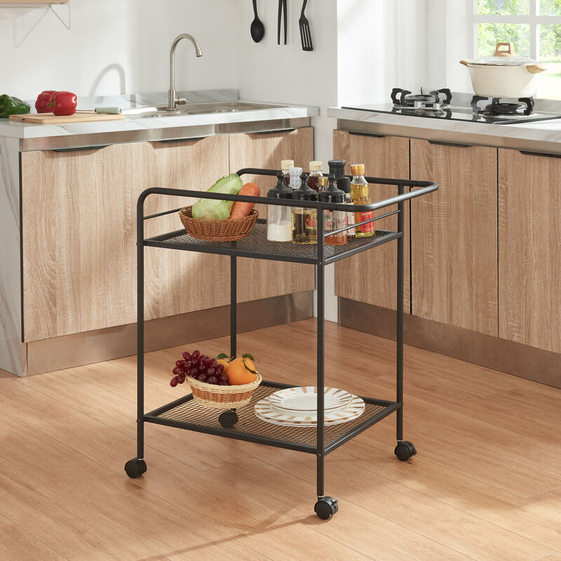 foto del prodotto carrello di servizio hole portavivande con 2 ripiani 72 x 62 x 45 cm nero en.casa 