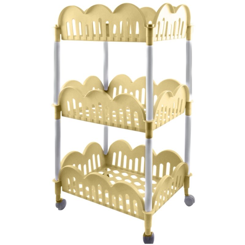 foto del prodotto carrello dolly giallo a 3 ripiani maury s