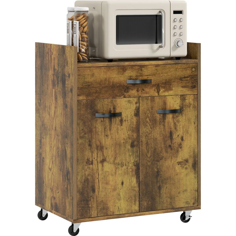 foto del prodotto carrello isola da cucina armadietto con ruote 60x40x77cm marrone rustico