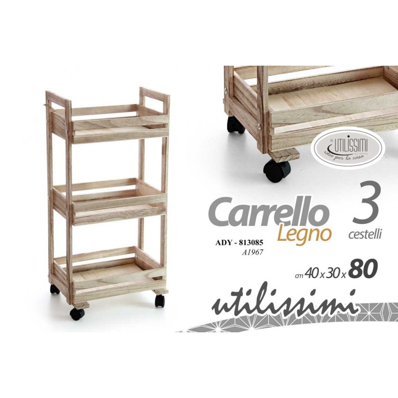 foto del prodotto carrello leggero ruote legno per cucina cm 40 x 30 x 80 h