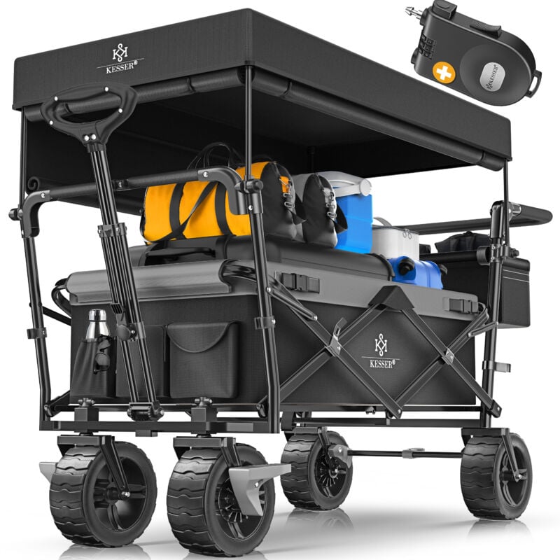 foto del prodotto carrello manuale pieghevole gt9000 carrello a mano con tetto carrello di trasporto incl. 2x sistema di cinghie a 3 punti pieghevole fino a 80 kg nero