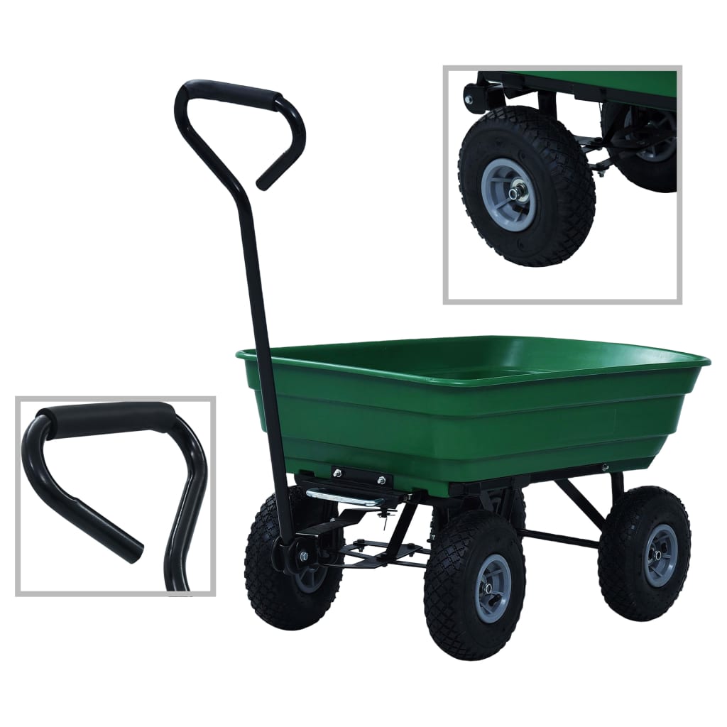 foto del prodotto carrello manuale ribaltabile da giardino 300 kg 75 l verde cod mxl 48721