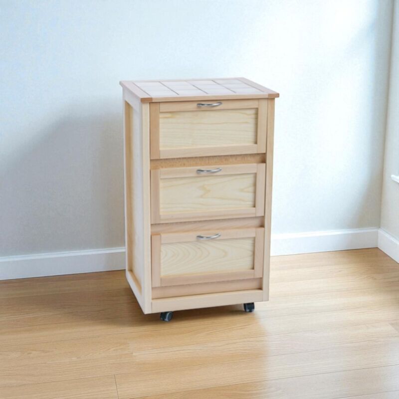 foto del prodotto carrello mobiletto con ante in legno a ribalta naturale landhell