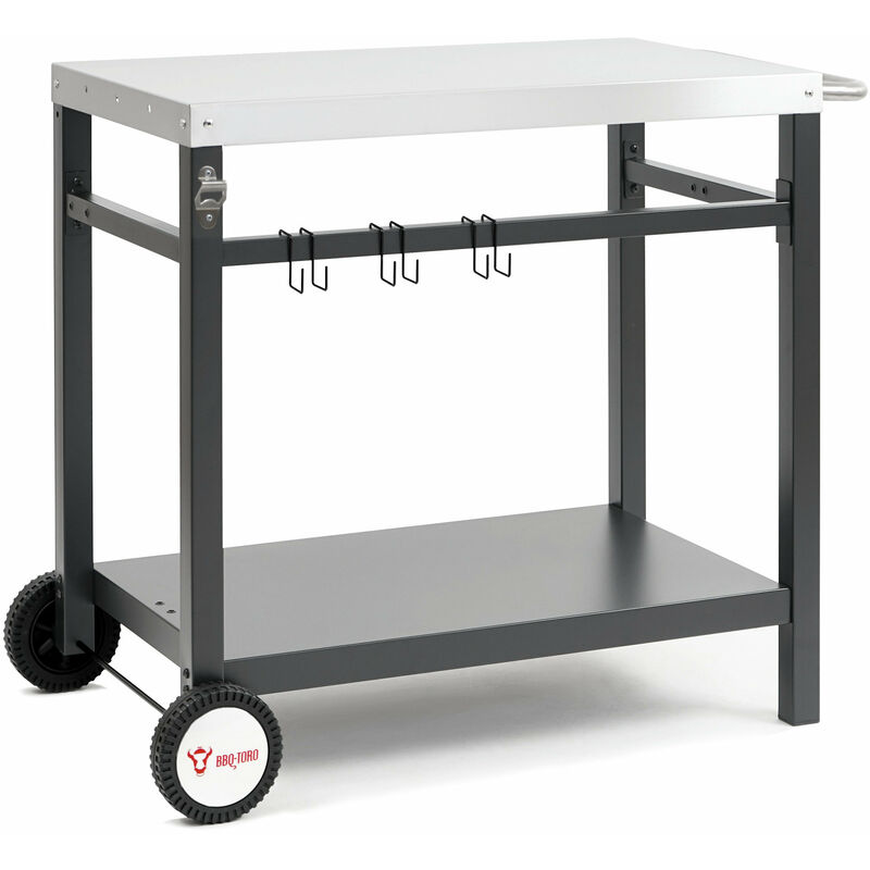 foto del prodotto carrello per barbecue 85x50x81 cm tavolino carrello per barbecue rotante bbq toro