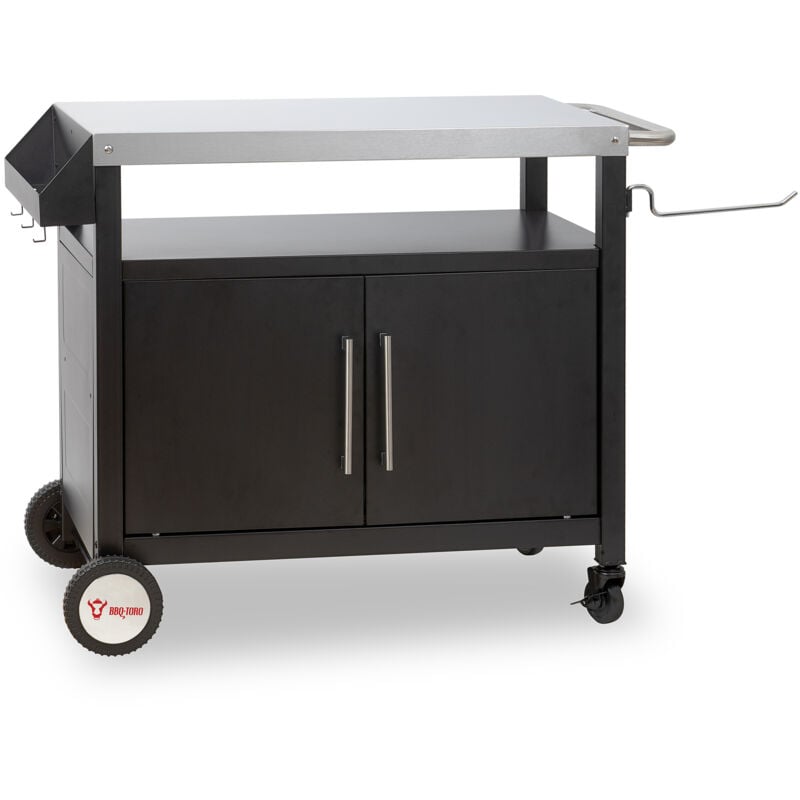 foto del prodotto carrello per barbecue bbq toro 103,5 x 59 x 81 cm, argento nero tavolo per barbecue con ampia superficie di lavoro