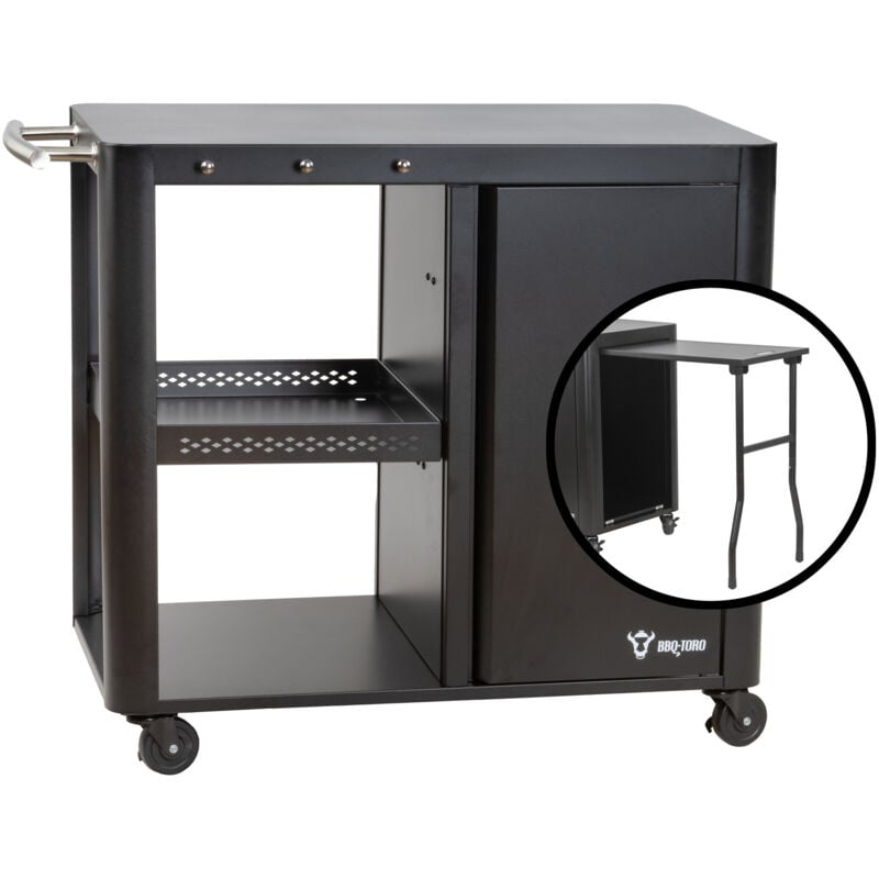 foto del prodotto carrello per barbecue bbq toro 95 x 50 x 80 cm, nero tavolo per barbecue con ampia superficie di lavoro, tavolo di servizio per barbecue