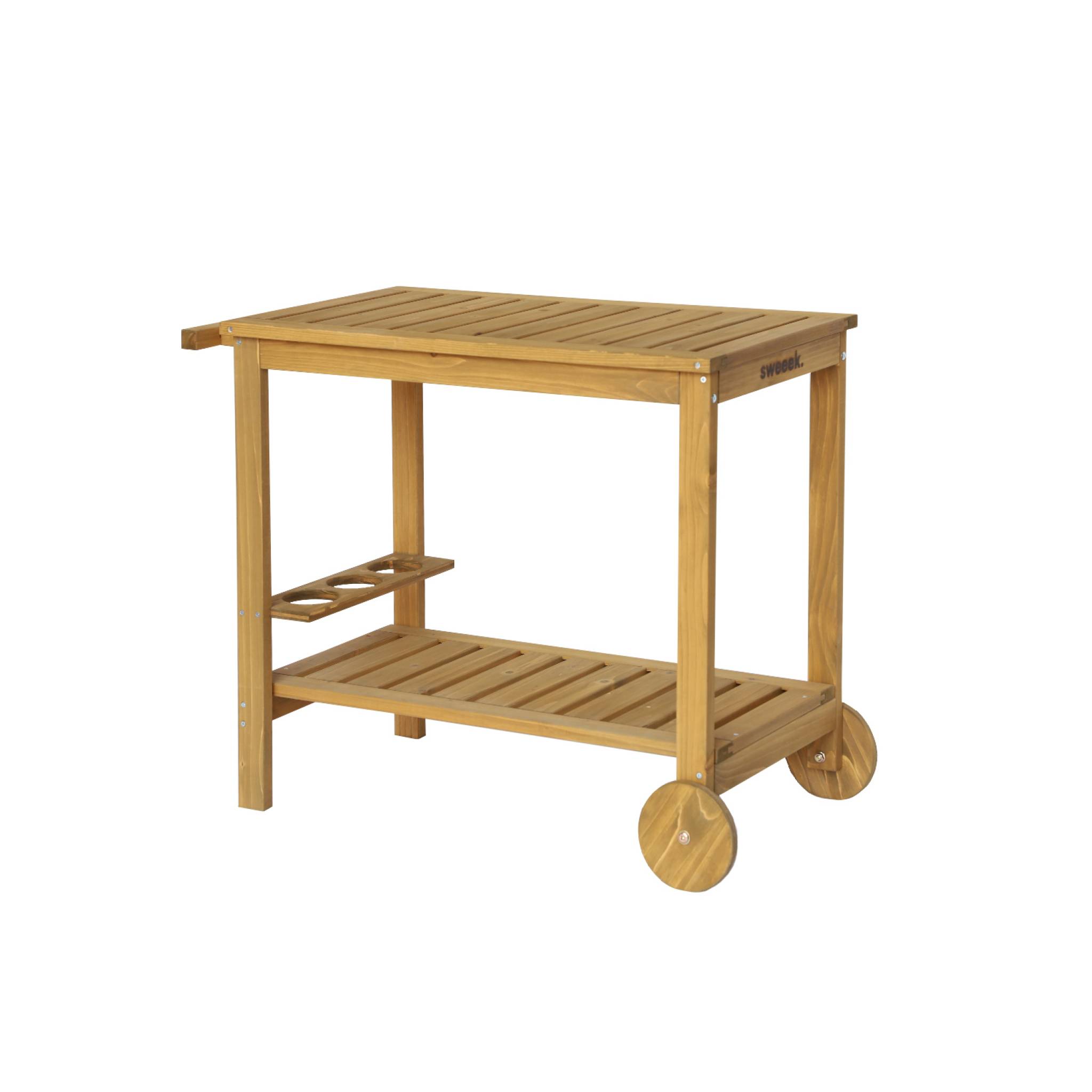 foto del prodotto carrello per barbecue in legno di abete da 95cm, marrone naturale