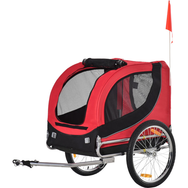 foto del prodotto carrello per cani rimorchio bici in acciaio e tessuto oxford pawhut