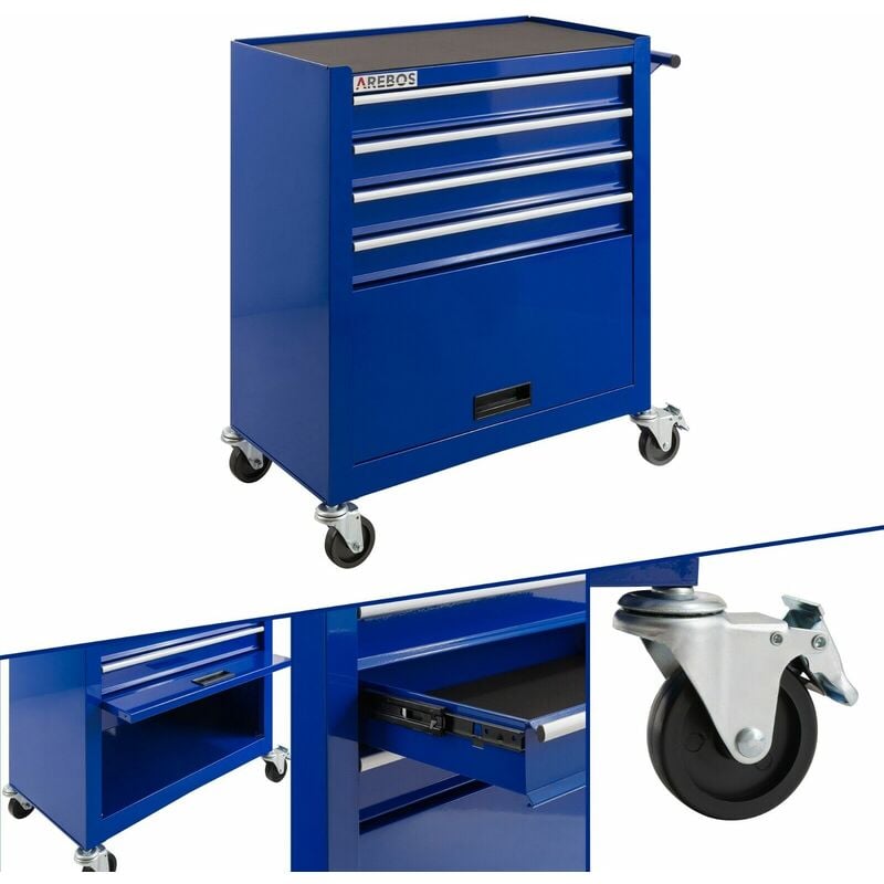foto del prodotto carrello per officina carrello per attrezzi 4 cassetti ampio scomparto arebos
