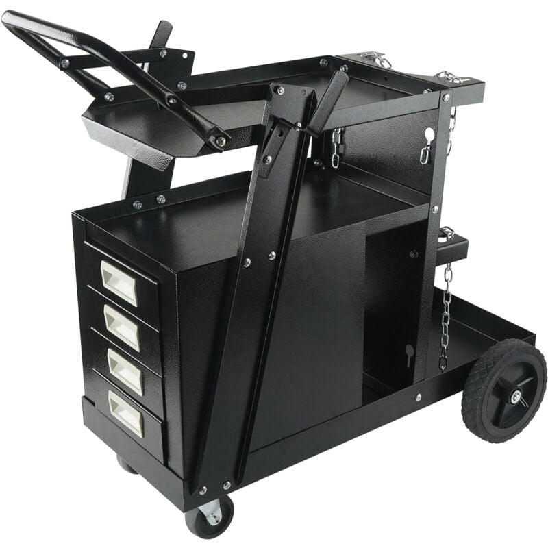 foto del prodotto carrello per saldatura a 2 livelli, capacit 265 libbre, ruote girevoli a 360 , catene di sicurezza per lo stoccaggio del serbatoio, carrello per