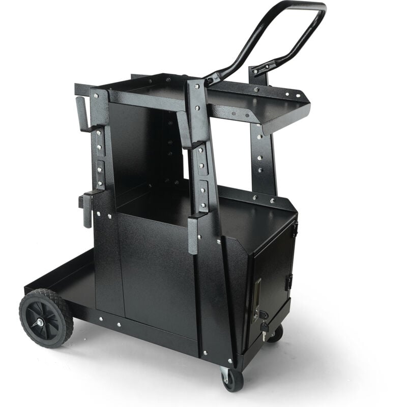 foto del prodotto carrello per saldatura a 2 ripiani per impieghi gravosi con armadio bloccabile, capacit 265 libbre, ruote girevoli a 360 , catene di sicurezza per