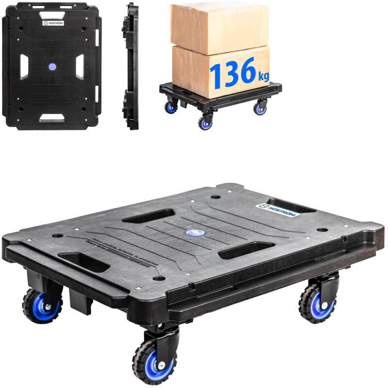 foto del prodotto carrello pieghevole, carrello su ruote, movimentazione di mobili, 4 ruote a 360 , carico massimo 136 kg, 5 anni di garanzia, hostrom