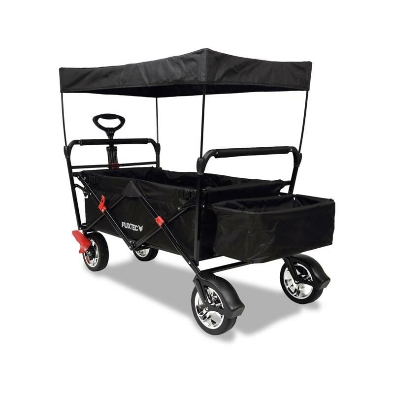 foto del prodotto carrello pieghevole da giardino da spiaggia fuxtec city ct500 anti uv parasole nero