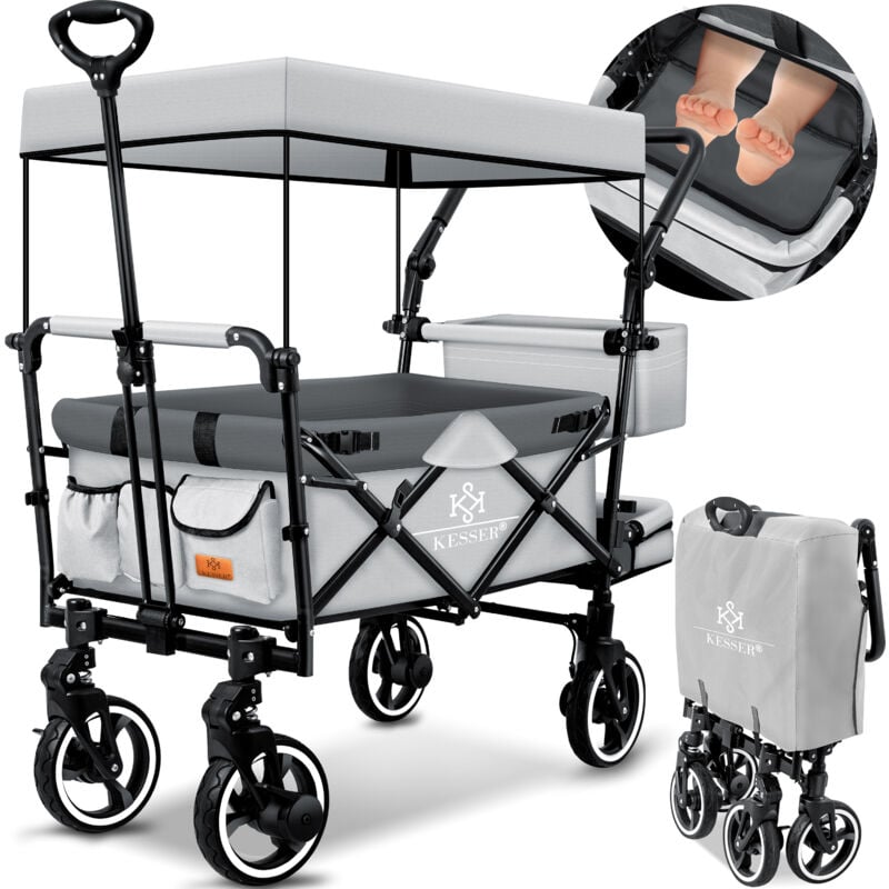 immagine 0 del prodotto carrello pieghevole gts 9100 con tetto carrello pieghevole con 2 cinghie a 3 punti e pneumatici in gomma piena a 360 grigio kesser