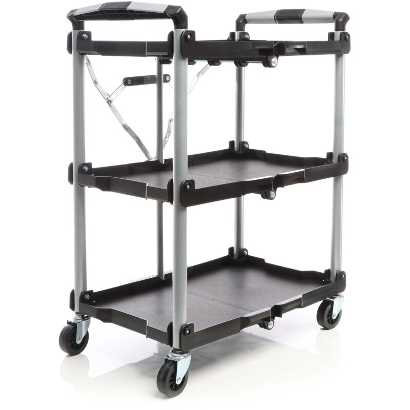 foto del prodotto carrello pieghevole multiuso con 3 piani fino a 120 kg per officina, ufficio, gastronomia wiltec