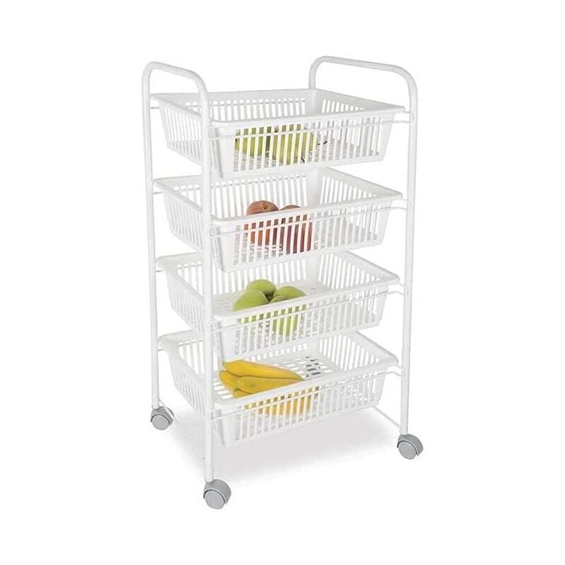 foto del prodotto carrello portafrutta da cucinacon 4 cesti 36 x 47 x h82 cm in colore bianco