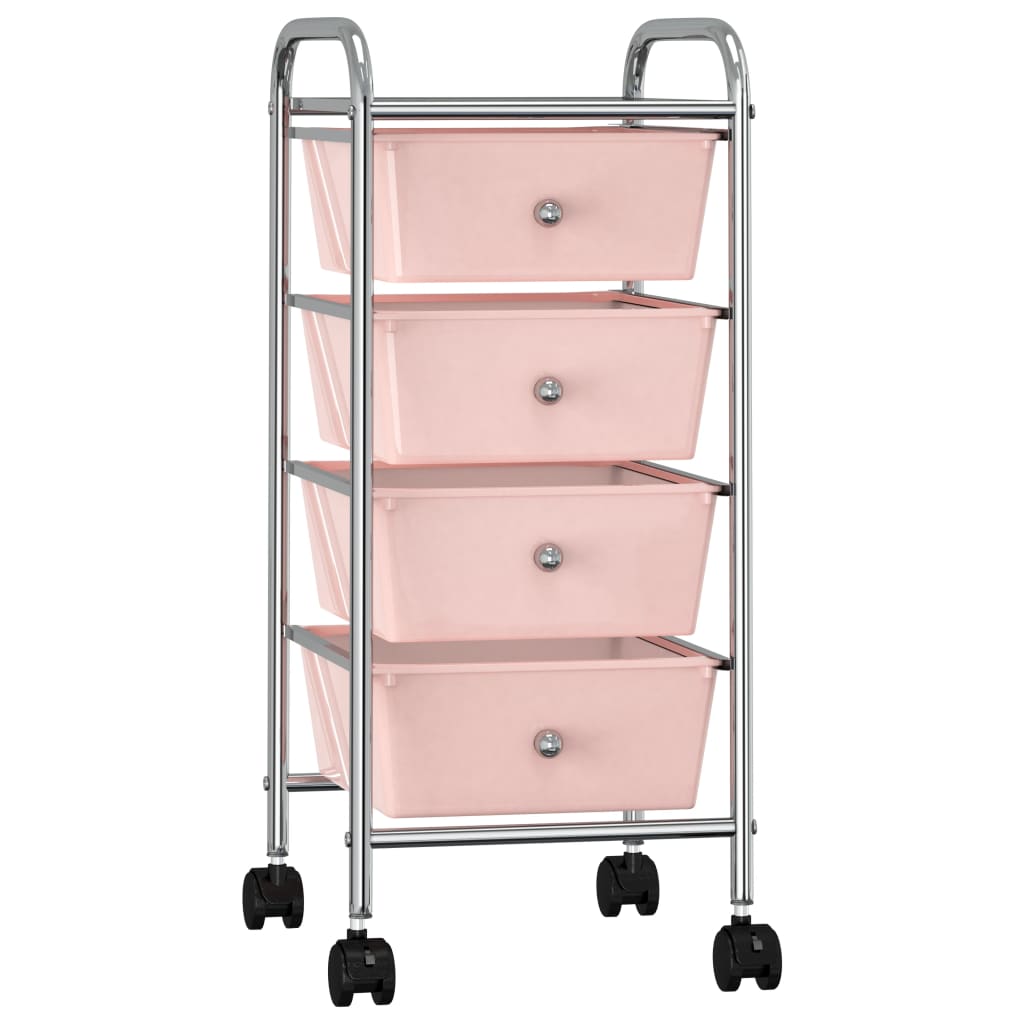 foto del prodotto carrello portaoggetti mobile con 4 cassetti rosa in plastica cod mxl 46411