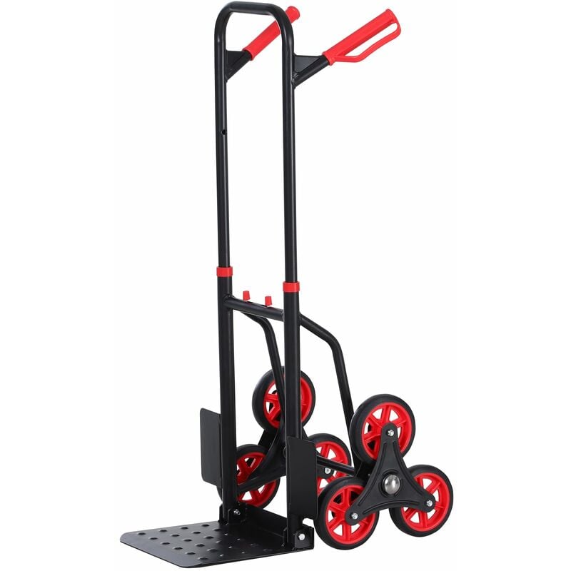 foto del prodotto carrello portapacchi pieghevole per scale 150 kg in metallo nero e rosso