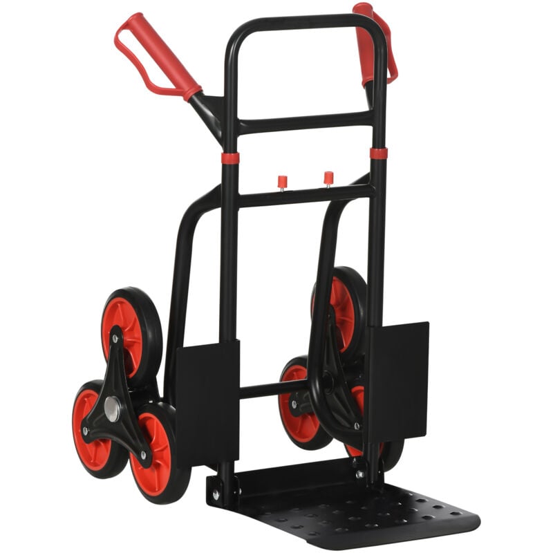 foto del prodotto carrello portapacchi150 kg max con maniglia estraibile rosso e nero durhand