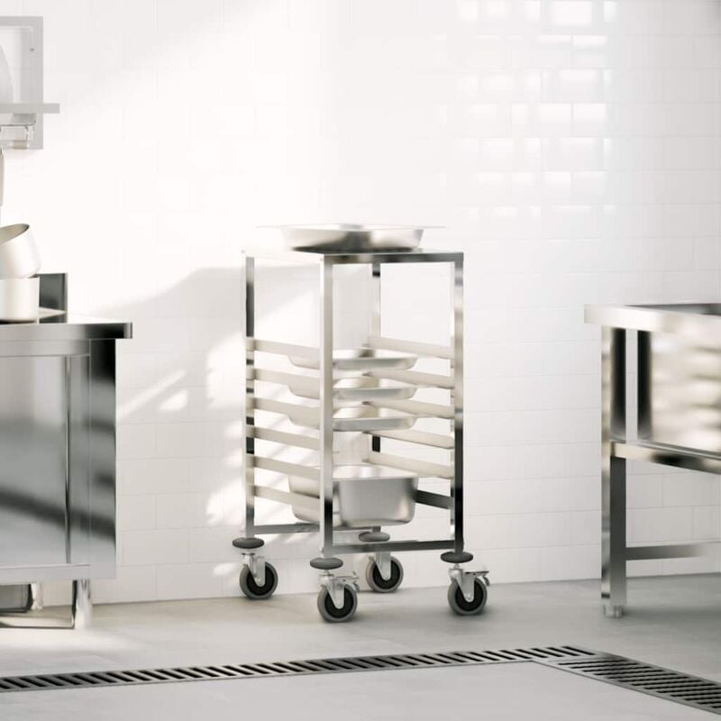 foto del prodotto carrello portateglie con 6 gn contenitori 39x55x87 cm vidaxl