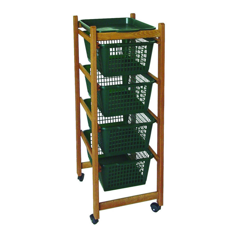 foto del prodotto carrello portatutto ercolino in legno color noce con ruote cm.37x30x85h.