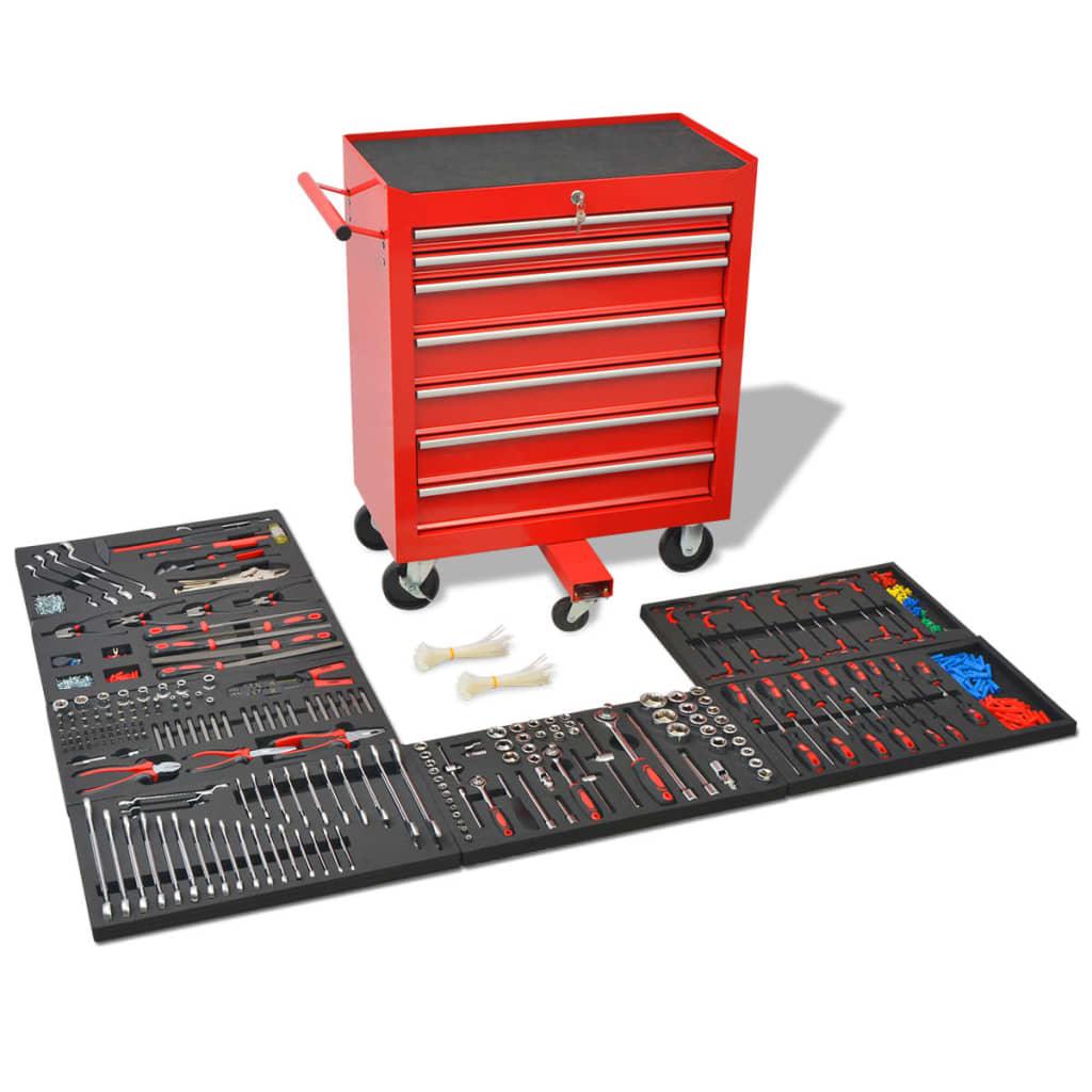 foto del prodotto carrello portautensili da officina con 1.125 utensili in acciaio rosso 02 0003235