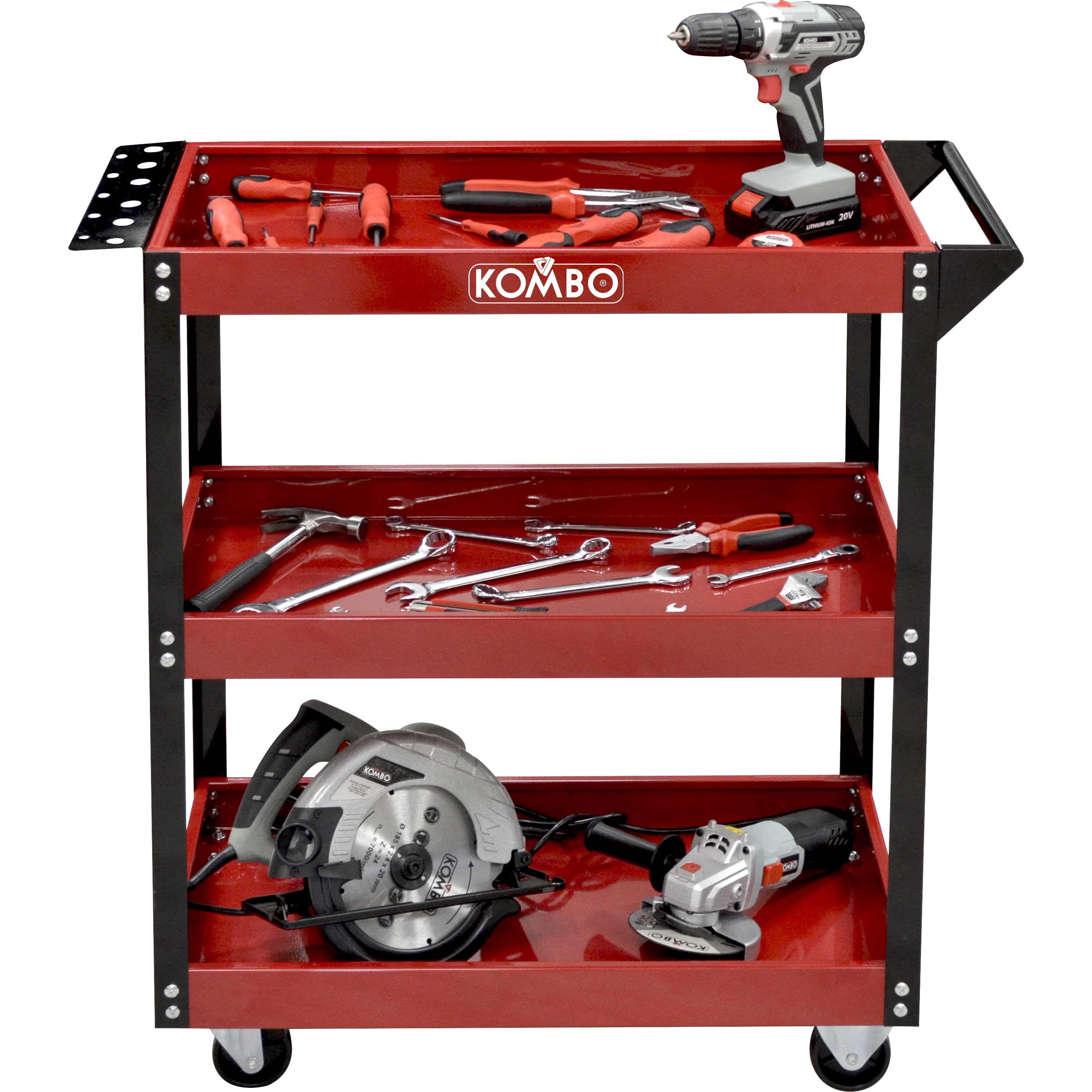 foto del prodotto carrello portautensili kombo 3 ripiani in acciaio 83x35x76cm