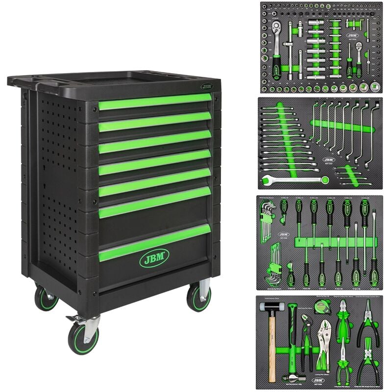 foto del prodotto carrello portautensili porta attrezzi officina 7 cassetti 172 utensili jbm 53904