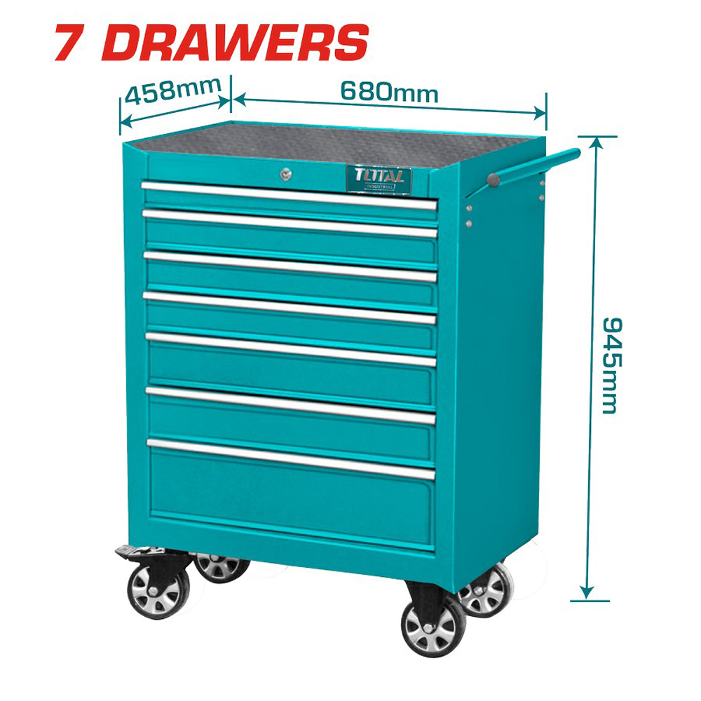 foto del prodotto carrello portautensili porta attrezzi officina contenitore 7 cassetti total