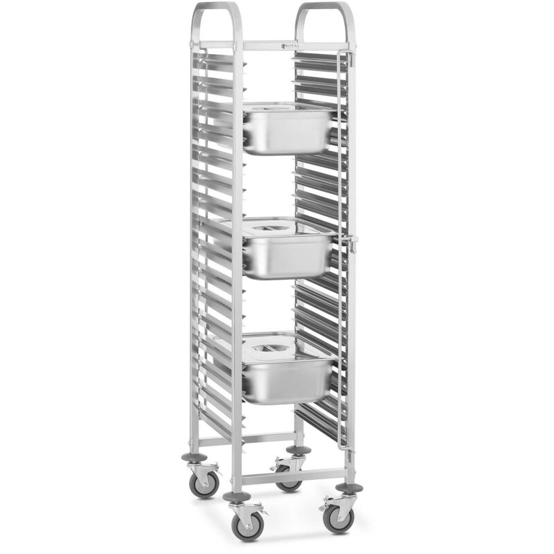 foto del prodotto carrello portavassoi carrello di servizio 16 contenitori gn acciaio inox 150 kg