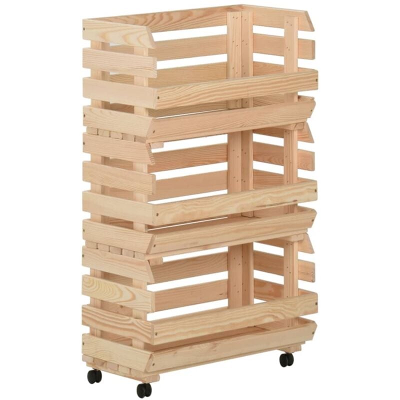 foto del prodotto carrello portaverdure 37x30x80 cm in legno massello di pino vidaxl