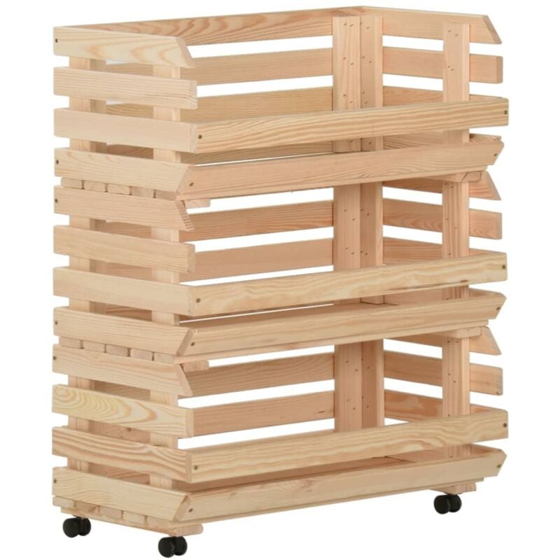 foto del prodotto carrello portaverdure 77x30x80 cm in legno massello di pino vidaxl