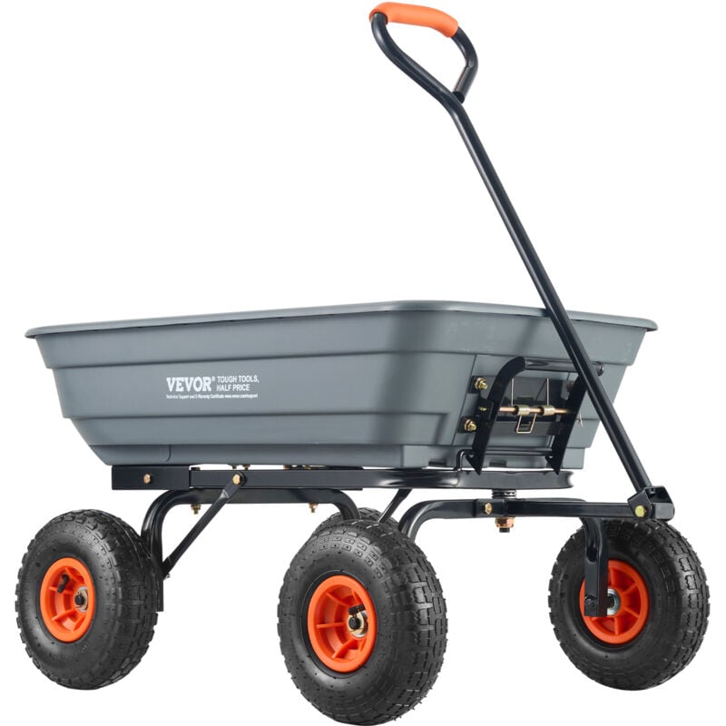 foto del prodotto carrello ribaltabile, carrello ribaltabile giardino in poly telaio in acciaio facile da montare, carro maniglia convertibile 2 in 1, carriola