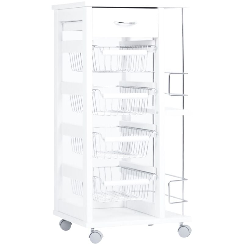immagine 0 del prodotto carrello salvaspazio con cesti portafrutta e portabottiglie bianco