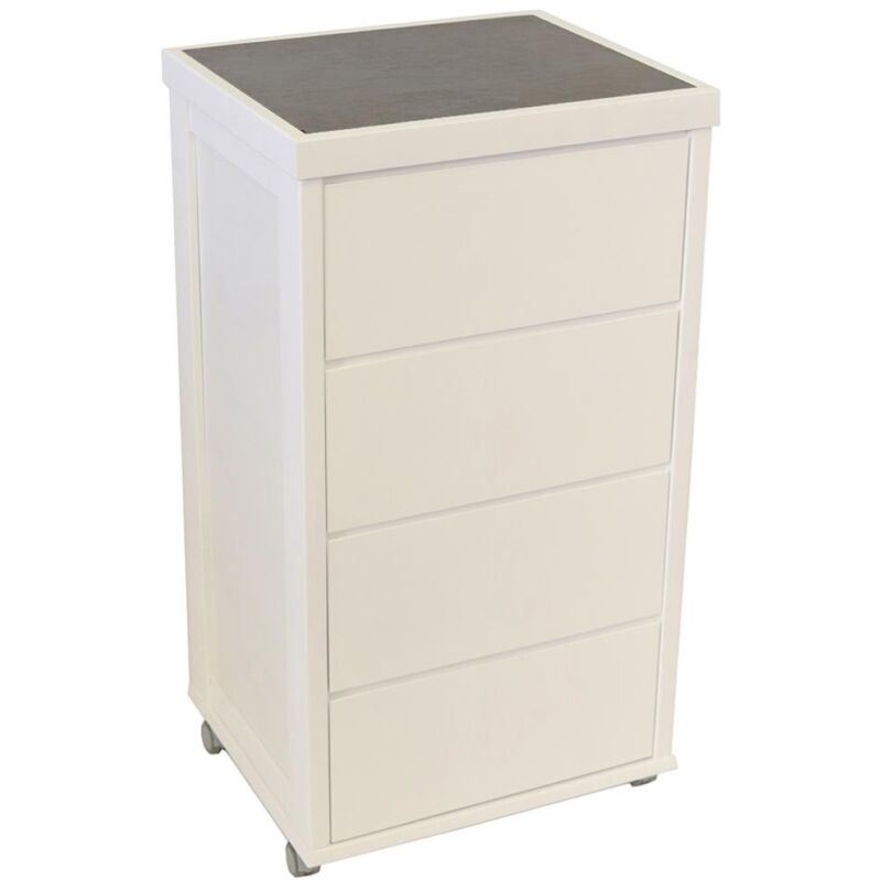 foto del prodotto carrello salvaspazio in legno faggio con cassetti landhell bianco