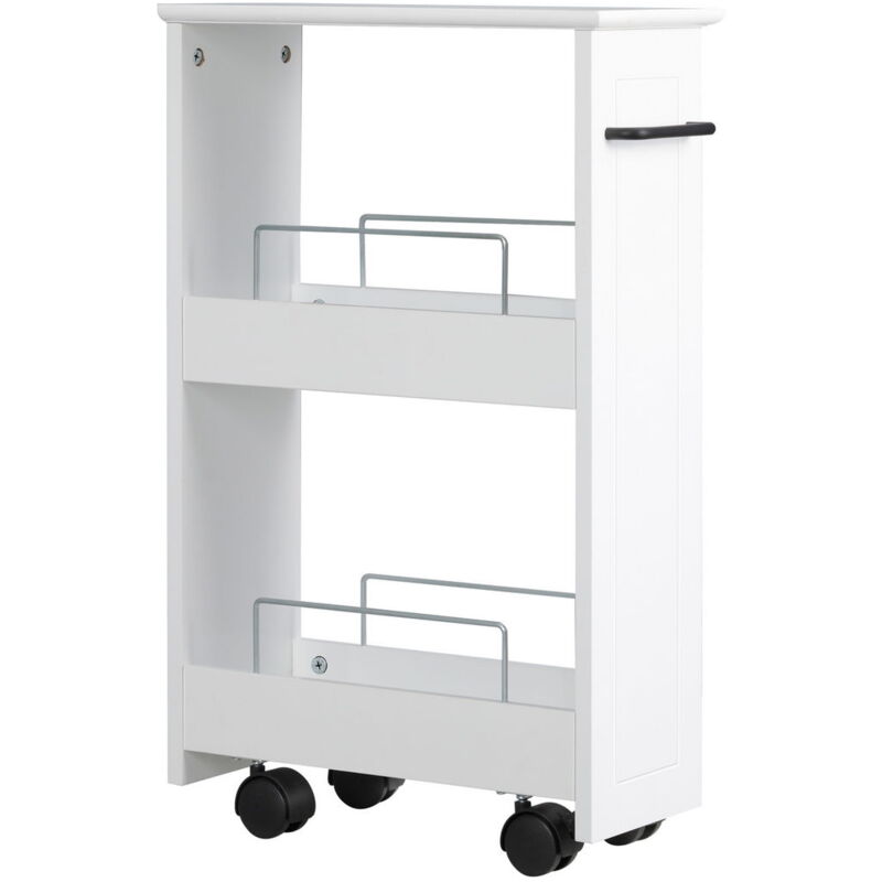 foto del prodotto carrello salvaspazio multiuso in legno mdf e ruote 42.5x20.3x66.7cm bianco