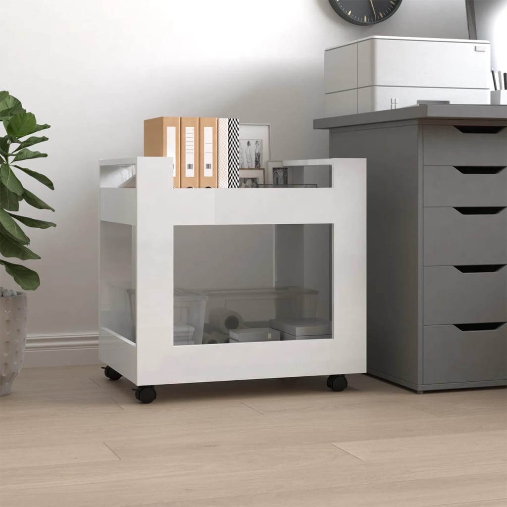 foto del prodotto carrello scrivania bianco lucido 60x45x60 cm legno multistrato cod mxl 51322