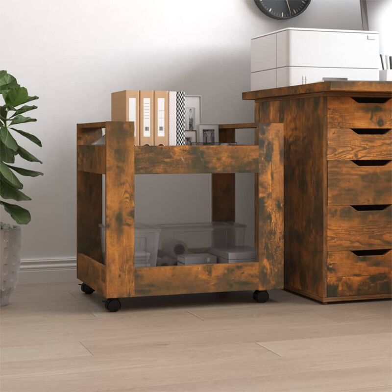 foto del prodotto carrello scrivania rovere fumo 60x45x60 cm legno multistrato vidaxl